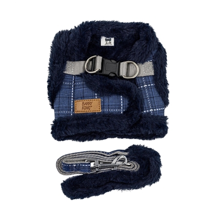 Picture of Zestaw, szelki+smycz, dla psa, granatowy, poliester/bawena, rozmiar L, ocieplane