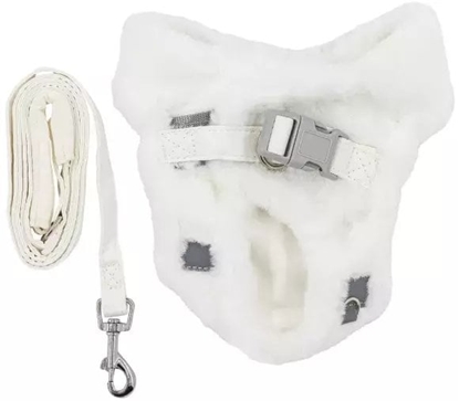 Picture of Zestaw, szelki+smycz, dla psa/kota, brudna biel, poliester, rozmiar XS, ocieplane