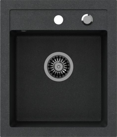 Picture of Zlewozmywak Steiner JOHNNY 100 Steingran granitowy czarny 1-komorowy z/o (43x50x20), z syfonem i zalepk stal szlachetna
