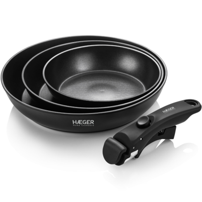 Attēls no Haeger PA-C04.021A Easy Fit Pans frying pan set with removable handle 3pcs