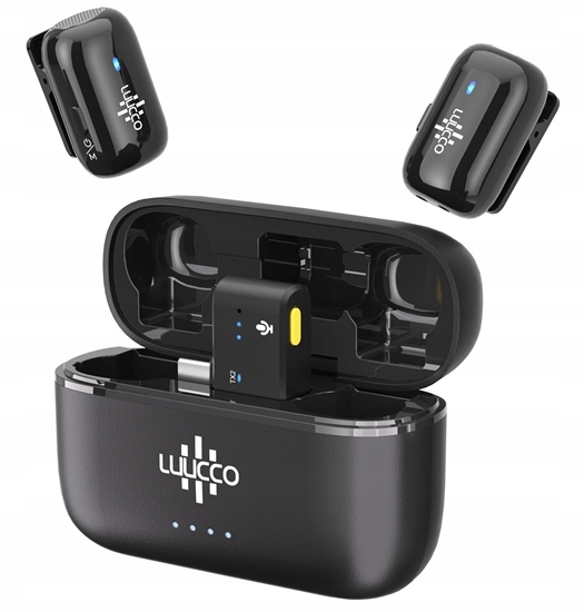 Picture of 2x Mini Bezprzewodowy Mikrofon Krawatowy 100m Do Telefonu Usb Type-c Usb-c / Minipods K2 / Czarny