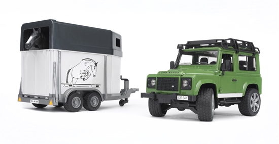 Изображение Bruder Professional Series Kraj Rover Defender with Horse Trailer (02592)
