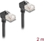 Изображение Delock RJ45 Network Cable Cat.6A S/FTP Slim 90° upwards / upwards angled 2 m black