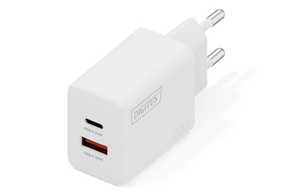 Attēls no Digitus USB Charger 20W, 1x USB-C, 1x USB-A
