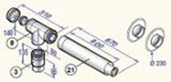 Изображение Dūmvads koaksiālais horizontālais D110/150, DY881,