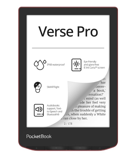 Изображение E-Reader|POCKETBOOK|Verse Pro|6"|1072x1448|1xUSB-C|Wireless LAN|Bluetooth|Red|PB634-3-WW