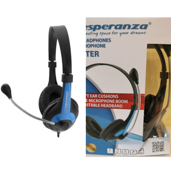 Picture of Esperanza EH158B Stereo headphones with microphone (Damaged packaging)