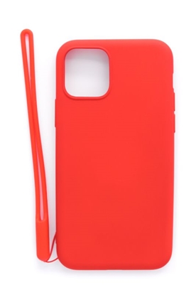 Picture of Evelatus Apple iPhone 11 Pro Soft Touch Silicone Case with Strap Red