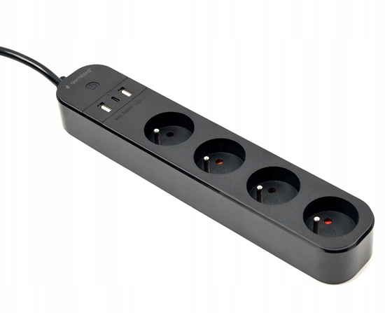 Picture of GEMBIRD Inteligentna listwa zasilajca z adowark USB 4 gniazda PL czarna