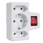 Picture of Gniazdko 1x16A 2x2.5A Schuko MCE215 z włącznikiem/wyłącznikiem, maks obciążenie 3680W, 2x wtyczka euro, 1x schuko 