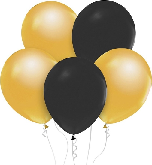 Picture of GoDan Balony Beauty&Charm metaliki zote i czarne 10szt