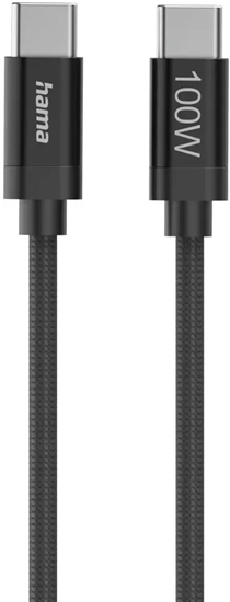 Изображение Hama Fabric Charging Cable  USB-C - USB-C  Nylon  1 5 m  melns - Vads 00201740 (4047443536396)