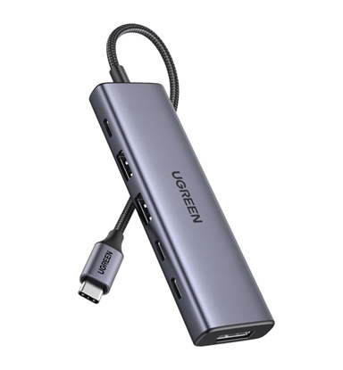 Изображение Hub / adapter USB-C 6w1 UGREEN CM511 USB-C do 2x USB DisplayPort 4K 60Hz 2x USB-C PD 100W