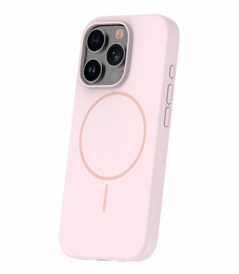 Picture of iLike Apple iPhone 16 Pro Soft Touch Silicone case With Magnetic Light Pink