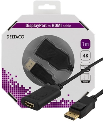 Picture of Kabel Deltaco Kabelis DELTACO DisplayPort - HDMI 2.0b, 4K, 60Hz, 1m, czarny / DP-HDMI36-K