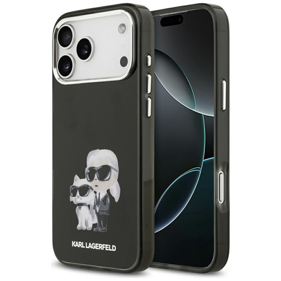 Picture of Karl Lagerfeld IML Aquarelle Karl and Choupette Case for iPhone 17 Pro / Black