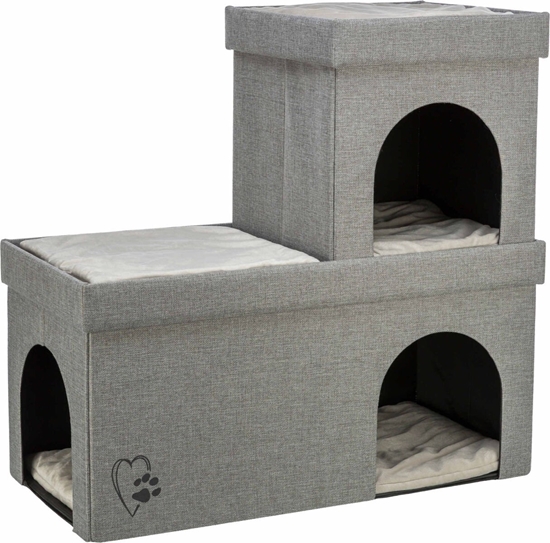 Picture of Kimy, legowisko zamknite, dla kota, jasnoszare, 76 x72 x 37 cm, dwupitrowe