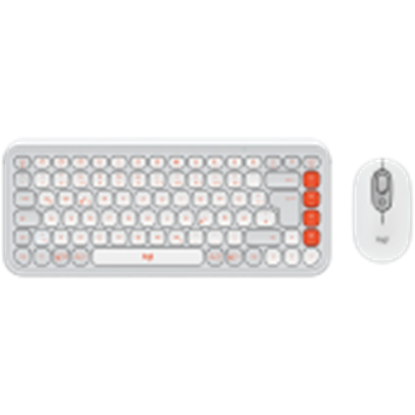 Изображение Klaviatūra + Pele Logitech POP ICON COMBO OFF White Orange US