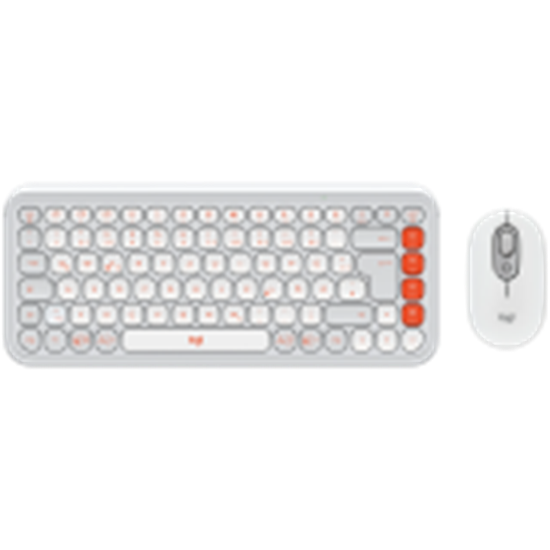 Изображение Klaviatūra + Pele Logitech POP ICON COMBO OFF White Orange US