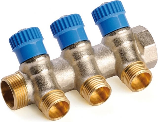 Изображение Kolektors ar ventiļiem 1" - 4-ceļi 1/2" Zils GF