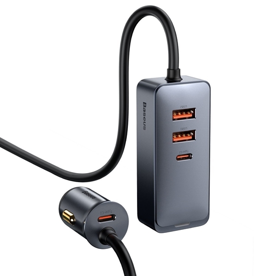 Picture of Lādētājs Baseus Multi-port Fast Charging Car Charger with Extension Cord 120W 1.5m