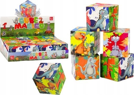 Picture of LeanToys Magiczna Kostka Ukadanka Edukacyjna Dinozaury Puzzle Gra Logiczna