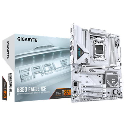 Attēls no Mainboard|GIGABYTE|AMD B850|SAM5|ATX|Memory DDR5|Memory slots 4|2xPCI-Express 3.0 1x|1xPCI-Express 4.0 4x	|1xPCI-Express 5.0 16x|3xM.2|1xHDMI|1xDisplayPort|4xUSB 2.0|2xUSB 3.2|1xUSB-C|1xRJ45|3xAudio port|B850EAGLEICE