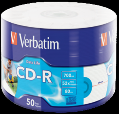 Attēls no Matricas CD-R Verbatim Data Life 700MB 1x-52X Inkjet Printable 50 Pack Wrap Spindle
