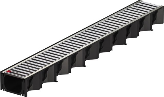 Picture of Melns plastm. kanāls ar cink. režģi HexaLine L=1m