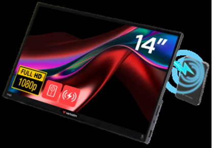 Picture of Monitors Verbatim 14" Portable Touchscreen Monitor Light Series 1080P 5000mAh