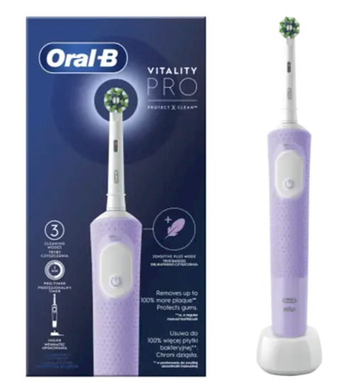 Picture of Oral-B Vitality Pro Adult Rotating Vibrating toothbrush Lilac Mist