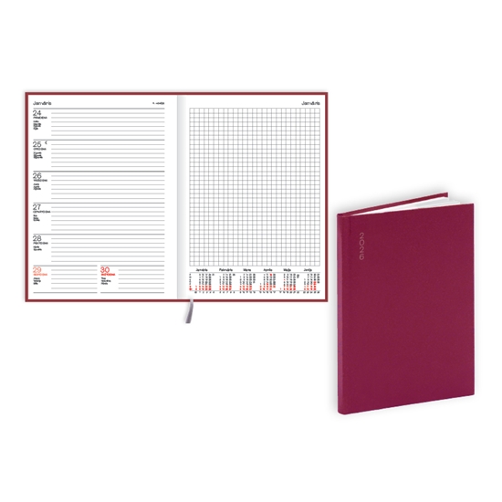 Picture of Plānotājs 2026.gadam EKO Quadro A5, nedēļa, flex balacron, bordo