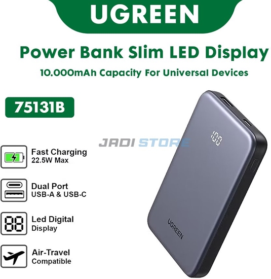Изображение Powerbank 10000mAh UGREEN PB507 20W PD USB + USB-C (szary)