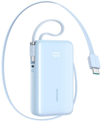 Picture of Powerbank Joyroom JR-PR2L 10000mAh 35W z wbudowanym zwijanym kablem USB-C i kablem-smycz USB-C - niebieski