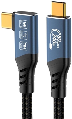 Изображение PREMIUMCORD Kabel USB4 Version2.0 80Gbps 16K@60Hz 240W Thunderbolt 3 a 4 kabel zahnutý 1,2m