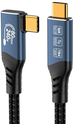 Изображение PREMIUMCORD Kabel USB4 Version2.0 80Gbps 16K@60Hz 240W Thunderbolt 3 a 4 kabel zahnutý 1m