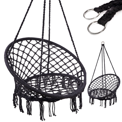 Attēls no RoGer Stārķa nest chair swing with backrest 80cm Black