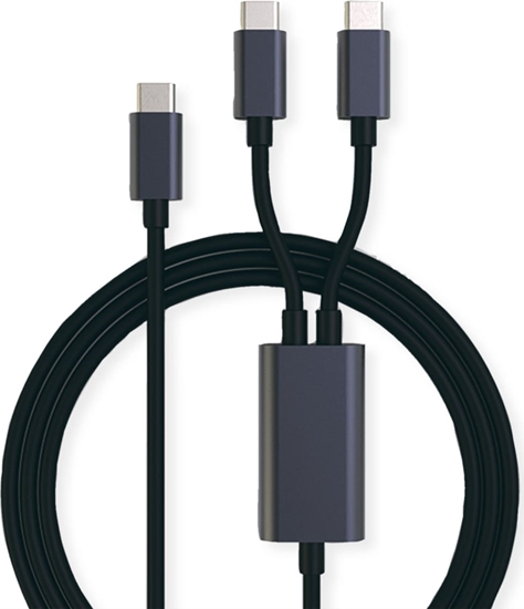 Picture of Roline USB2.0 Y - Splitter Charging Cable, Type C Connectors, C-C, M/M, max. 100W, black, 1.85 m