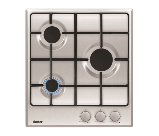 Picture of Simfer | Hob | H4.300.VGRIM | Gas | Number of burners/cooking zones 3 | Rotary knobs | Stainless steel