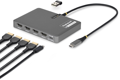 Attēls no Stacja/replikator StarTech STARTECH.COM USB-C do 4-Monitor Workstation Adapter 4K 60Hz HDMI 140W PD Passthrough USB dla klawiatury i myszy TAA