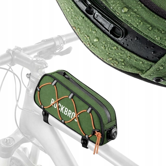 Изображение Torba rowerowa Rockbros 30120045001 ROAD TO SKY na górn rur ramy wodoodporna 0,7L - zielona