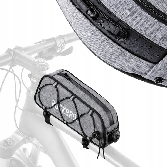 Изображение Torba rowerowa Rockbros 30120045003 ROAD TO SKY na górn rur ramy wodoodporna 0,7L - szara