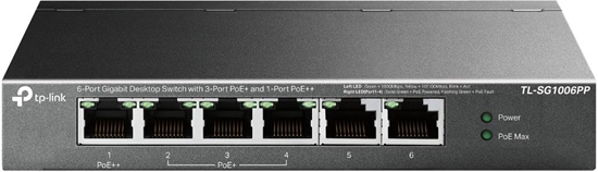 Изображение TP-Link 6-Port Gigabit Desktop Switch with 3-Port PoE+ and 1-Port PoE++