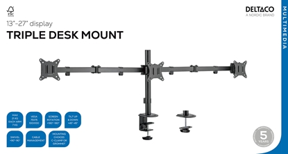 Picture of Triple Desk Mount, tilt, swivel, rotate, 13-27", 7 kg