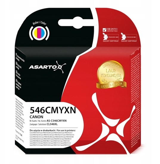 Picture of Tusz Asarto do Canon 546CMYXN | 8288B001 | CL546XL | 340 str. | color