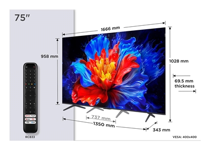 Picture of TV Set|TCL|75 "|4K Ultra HD|3840 x 2160 pixels|Flat|16:9|QLED|75P8K