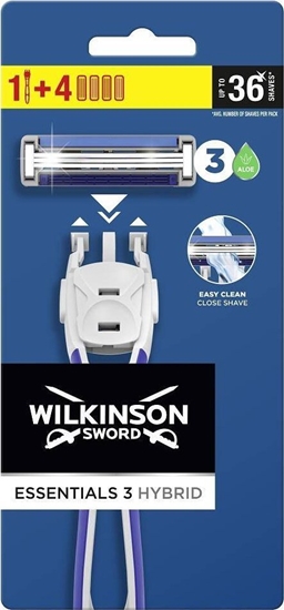 Изображение Wilkinson  Essentials 3 Hybrid maszynka do golenia dla mczyzn i 4 wkady