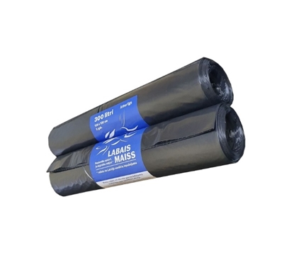 Attēls no +Atkritumu maisi 300L, melni, 43mic, LDPE, 5gab/rul.