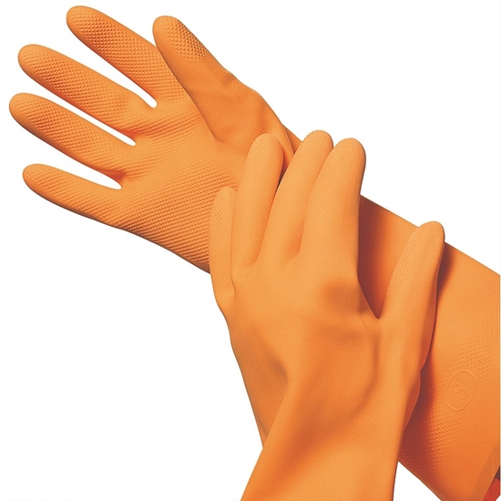 Picture of +Gumijas cimdi ar floku "NEO ORANGE", 32cm, oranži, (M), (pāris)