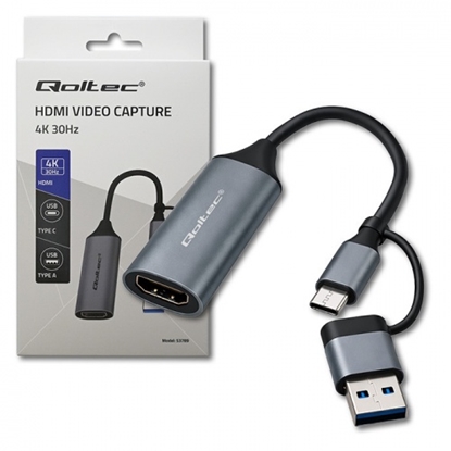 Picture of 4K video uztveršanas karte | Adapteris USB-C / USB-A | HDMI | 30Hz | Alumīnija korpuss